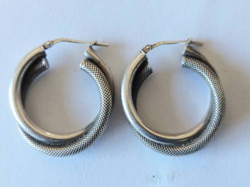 Amazing sterling silver double half hoop earrings 5,9g wow!!