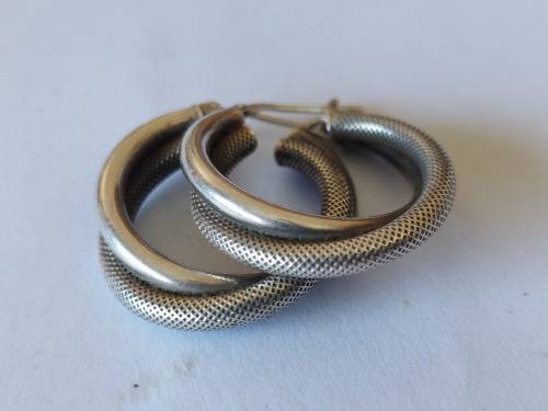 Amazing sterling silver double half hoop earrings 5,9g wow!!
