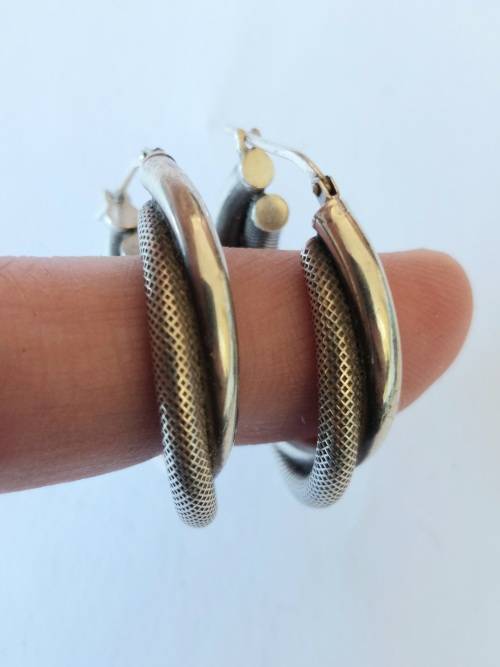 Amazing sterling silver double half hoop earrings 5,9g wow!!