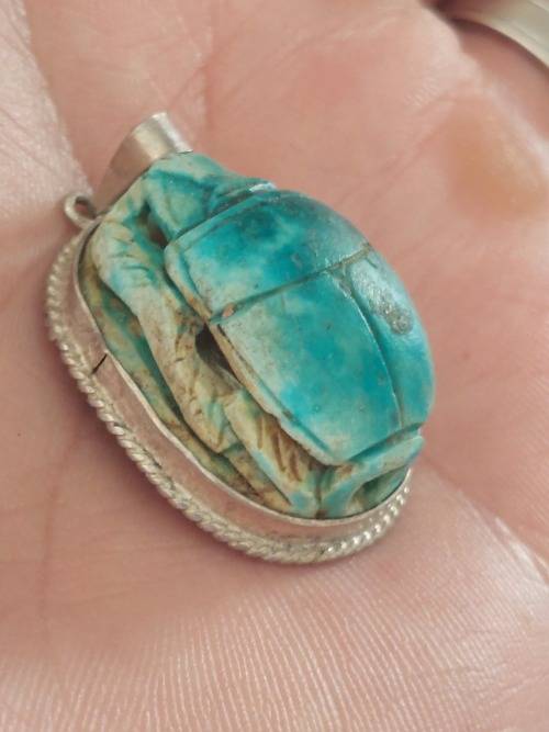 Wow large vintage Egyptian sterling silver Scarab pendant 9,2g
