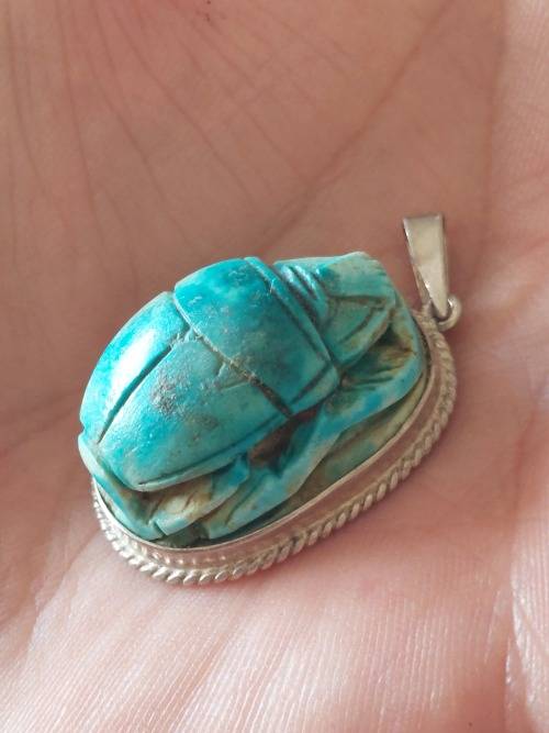 Wow large vintage Egyptian sterling silver Scarab pendant 9,2g
