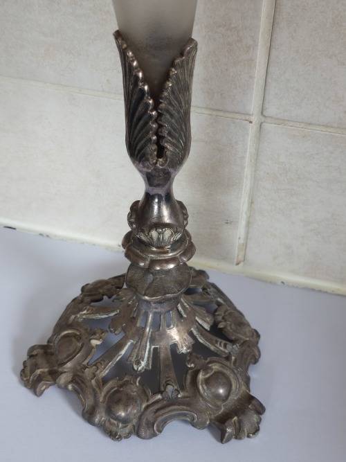 Amazing victorian pewter and glass epergne circa 1880`s wow!!