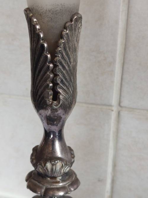 Amazing victorian pewter and glass epergne circa 1880`s wow!!