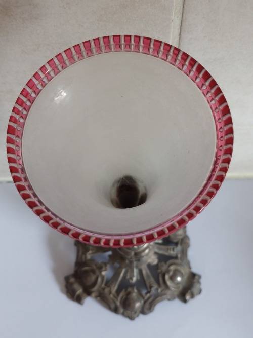 Amazing victorian pewter and glass epergne circa 1880`s wow!!