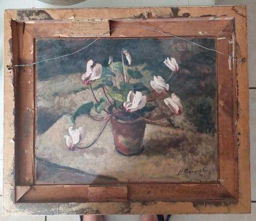 2 in 1 Robert Broadley street scene & stillife oil on board dated `43 Value R13500