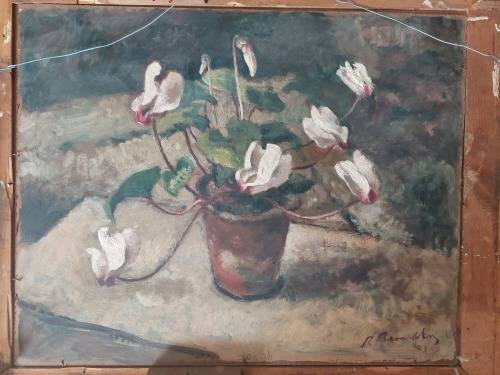 2 in 1 Robert Broadley street scene & stillife oil on board dated `43 Value R13500
