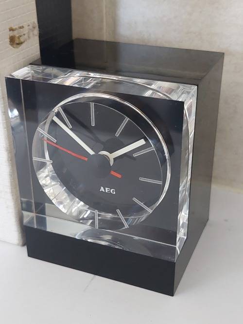 Rare New old stock!! 1970`s AEG bauhaus acrylic desk clock in box wow!!