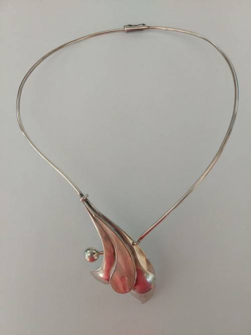 Exquisite vintage sterling silver & abalone necklace AMAZING DESIGN!!