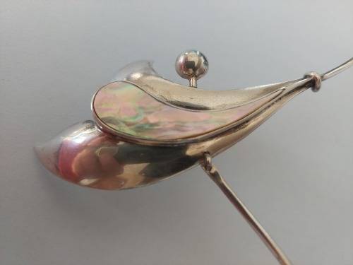 Exquisite vintage sterling silver & abalone necklace AMAZING DESIGN!!