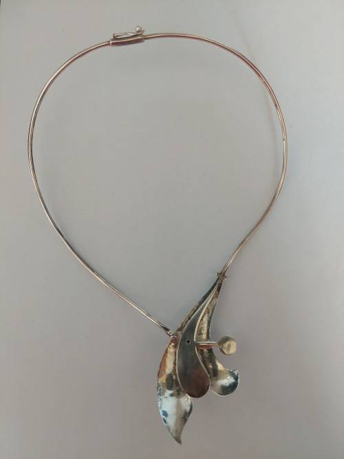 Exquisite vintage sterling silver & abalone necklace AMAZING DESIGN!!