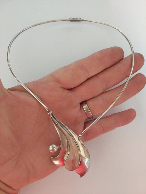 Exquisite vintage sterling silver & abalone necklace AMAZING DESIGN!!