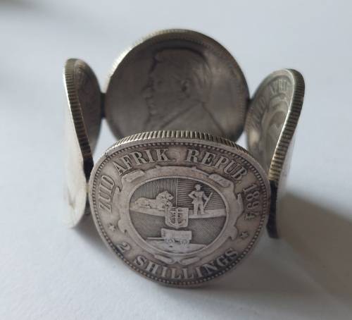 Rare!! Boer war P.O.W kruger 2 shilling silver coin napkin ring 45g Value R3500