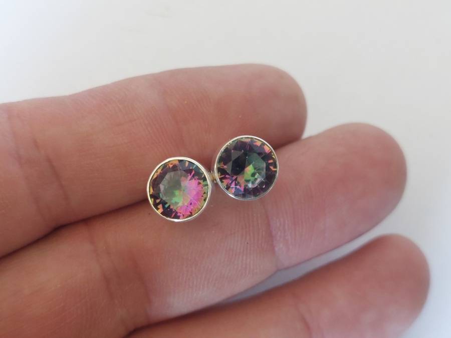 Stunning!! Large Sterling silver Mystic Topaz earrings 3,7g wow!!