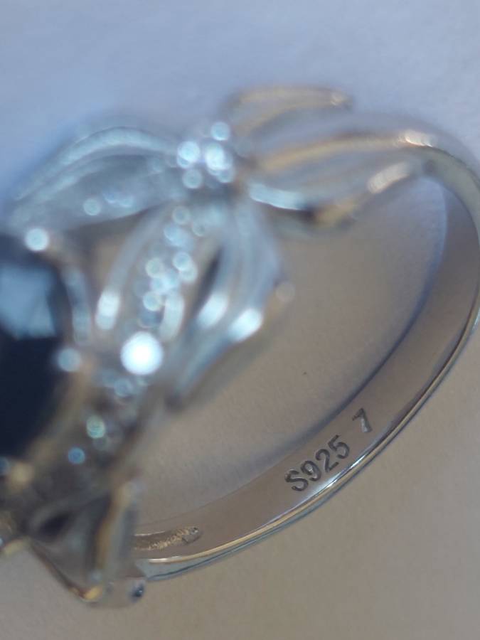 Magnificent!! NEW! 1,50ct black Moissanite & cz sterling silver ring 3,9g WOW!!