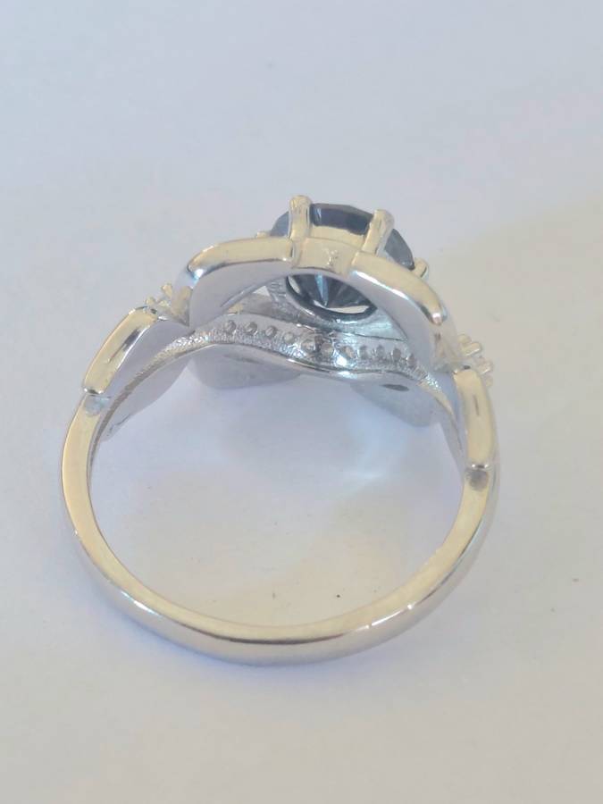 Magnificent!! NEW! 1,50ct black Moissanite & cz sterling silver ring 3,9g WOW!!