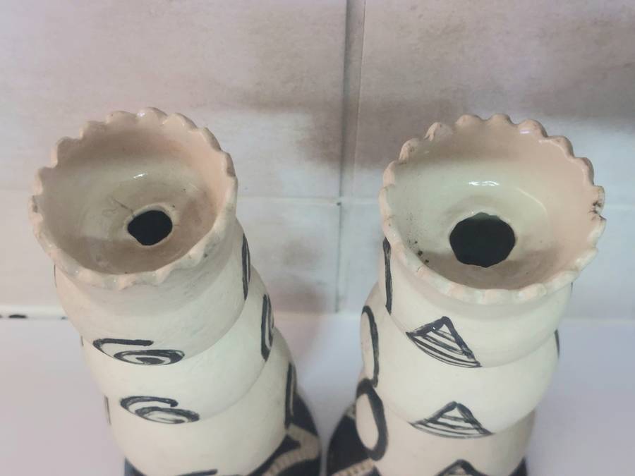 Rare!! Pair of Rorkes drift candle sticks signed E. Dommaan Value R1500