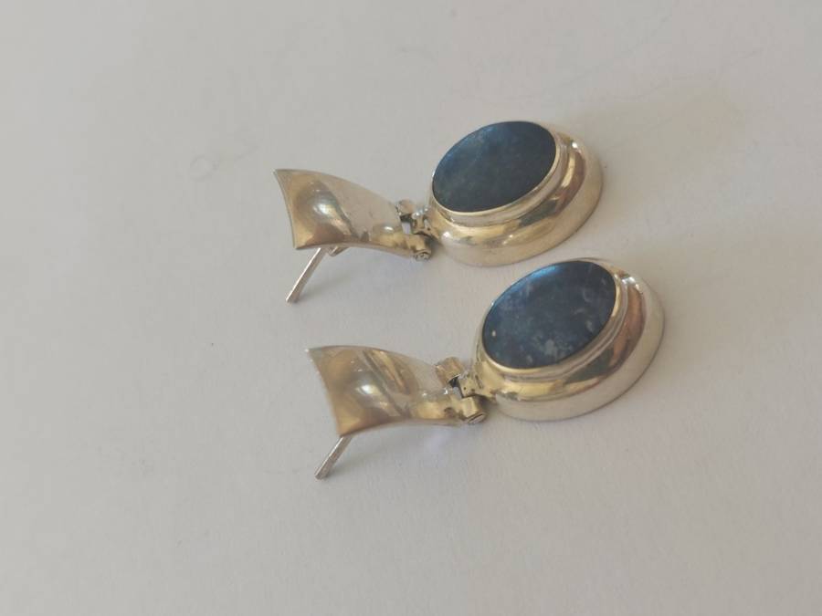 Vintage mexican 950 sterling silver lapis lazuli earrings 5,22g Value R1200  wow!!
