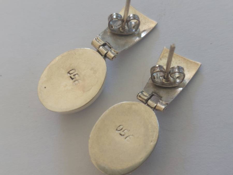 Vintage mexican 950 sterling silver lapis lazuli earrings 5,22g Value R1200  wow!!
