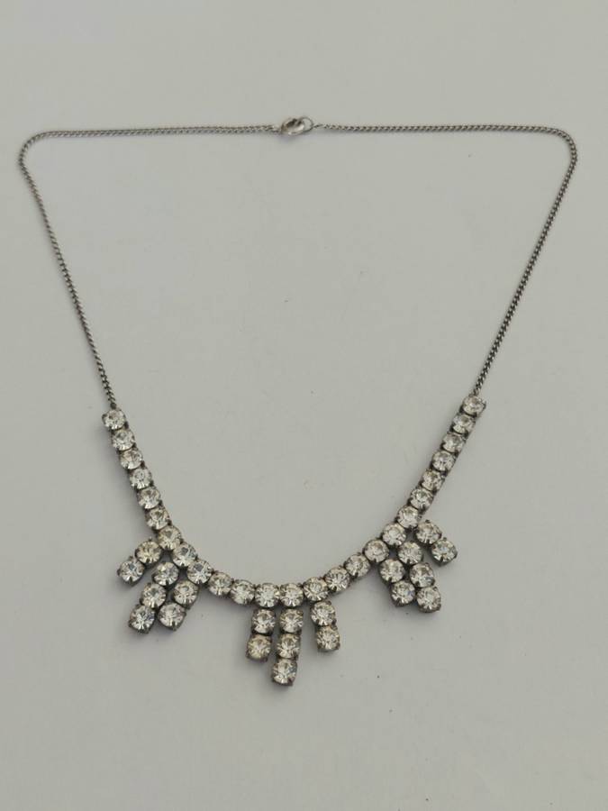 Gorgeous 1950`s sterling silver & paste necklace 13,4g wow!!