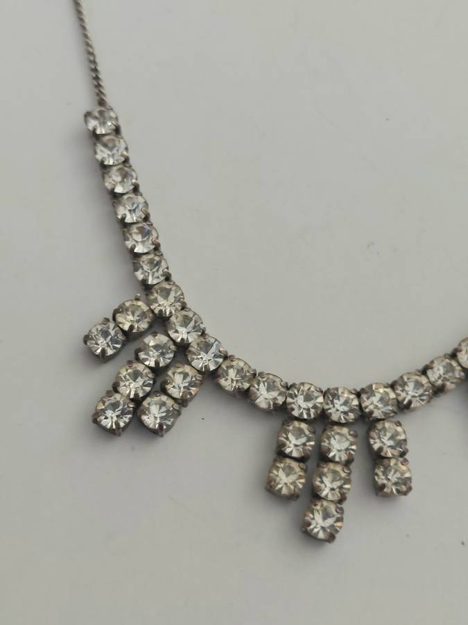 Gorgeous 1950`s sterling silver & paste necklace 13,4g wow!!