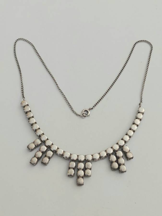 Gorgeous 1950`s sterling silver & paste necklace 13,4g wow!!