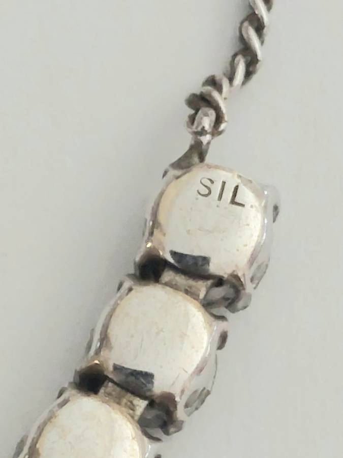 Gorgeous 1950`s sterling silver & paste necklace 13,4g wow!!