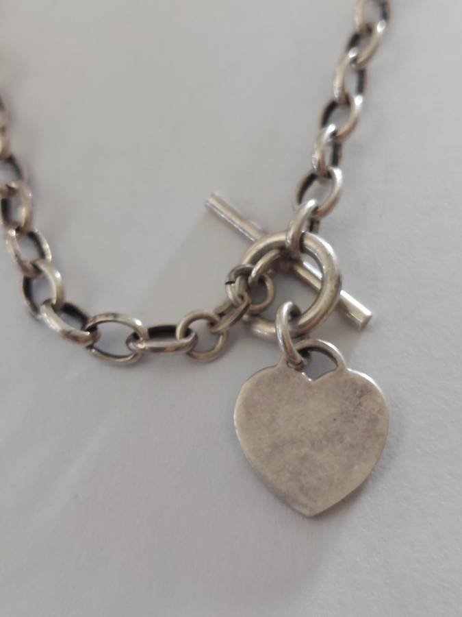 Vintage sterling silver T-bar heart necklace 10,6g
