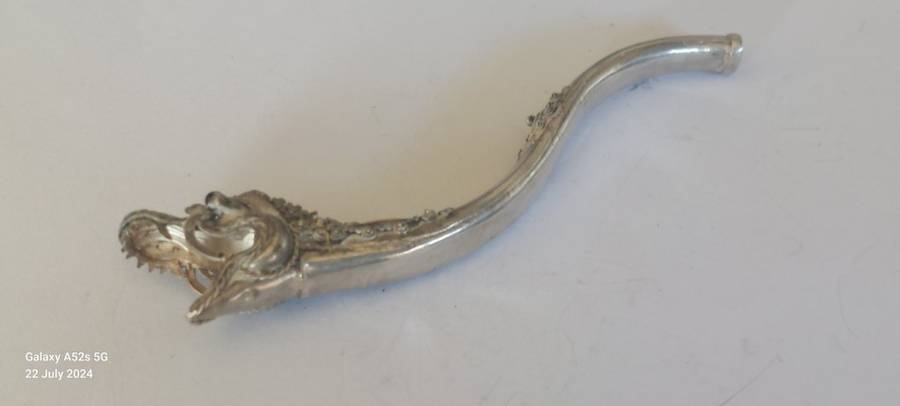 Exquisite vintage oriental sterling silver dragon cigarette holder 7.6g