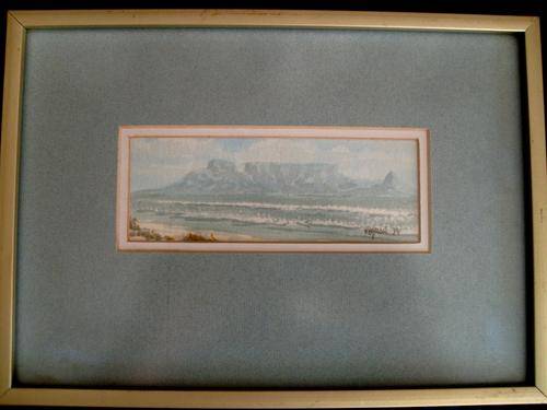 BEAUTIFUL K. BYRON TABLE MOUNTAIN MINITURE WATERCOLOUR