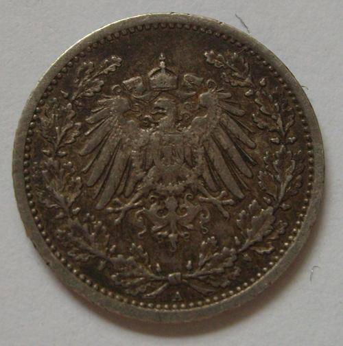 1906 GERMAN SILVER HALF MARK 900 STANDARD GOOD CONDITION