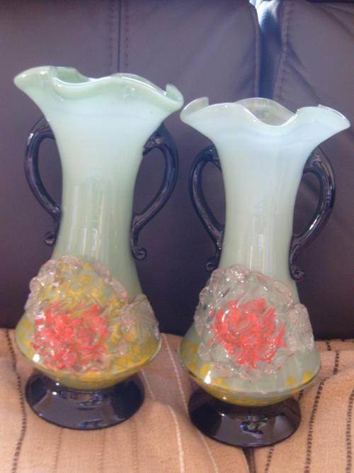 LARGE PAIR OF VICTORIAN GLASS VASES