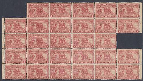 B150715  6 x MAJOR PLATE FLAWS Transvaal 1895 part sheet MNH as per Mathews