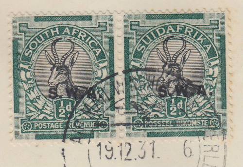 B160131 ROTO on 1st Flight to Upington South West Africa 1931 SG 68 stamp cat £45