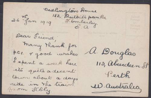 BB161031  MAITLAND STREET = Bloemfontein  South Africa 1919 KGV card