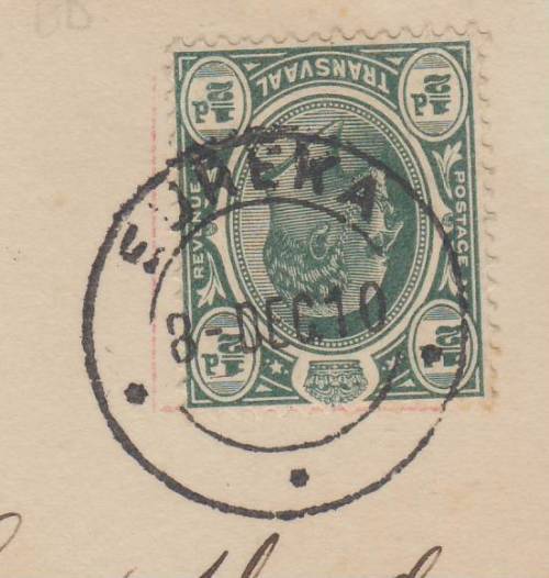 B170522 SMALLEST POST OFFICE in Transvaal 1909 EURIKA see details RR