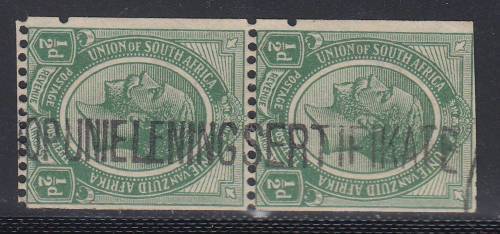 B170611 DOUBLE = ISOLATED PERF from Coil Machine South Africa 1913 coil pair VFU