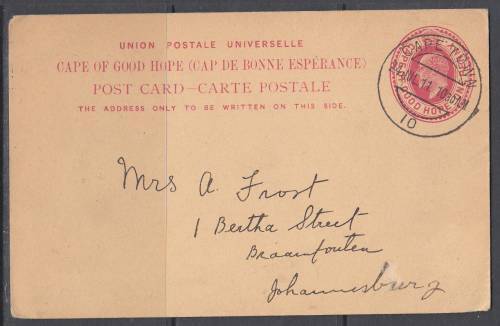 B190515 Johannesburg ROLLER CANCEL discusses Simonstown & Robben Is Cape of Good Hope 1911