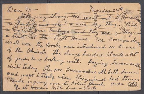 B190515 Johannesburg ROLLER CANCEL discusses Simonstown & Robben Is Cape of Good Hope 1911