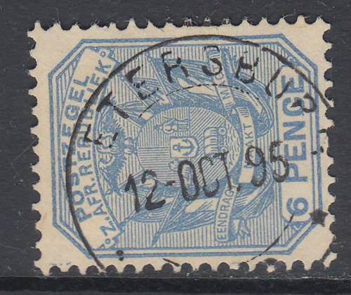 B190601 PIETERSBURG = FORGED CANCEL Transvaal 1895 VFU