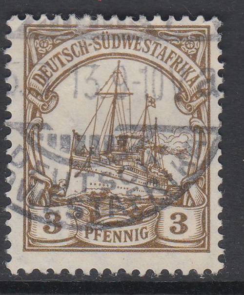 B190601 Yellow brown GSWA South West Africa 1906 Lozenge wmk FU