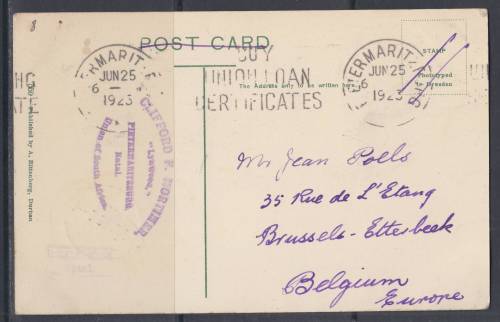 B190401 GIRLS COLLEGIATE Catholic SCHOOL Pietermaritzburg Natal KGV 1923 VFU card