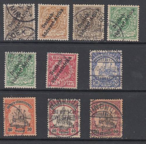 B190701 shades GSWA Germany South West Africa selection VFU x 9 = MH 3pf