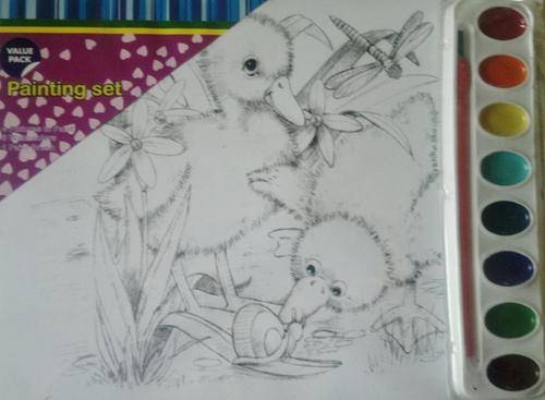 Painting set, includes 4 diffrent Boards, Paint, Brush and instructions!  To cute for words.
