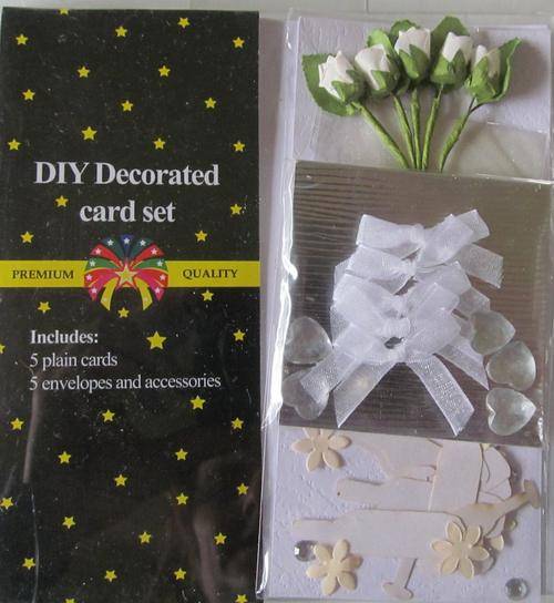 Premium Quality. DIY Decorated Card Set, Includes 5 Plain cards, 5 Envelopes and all Accessories !!!