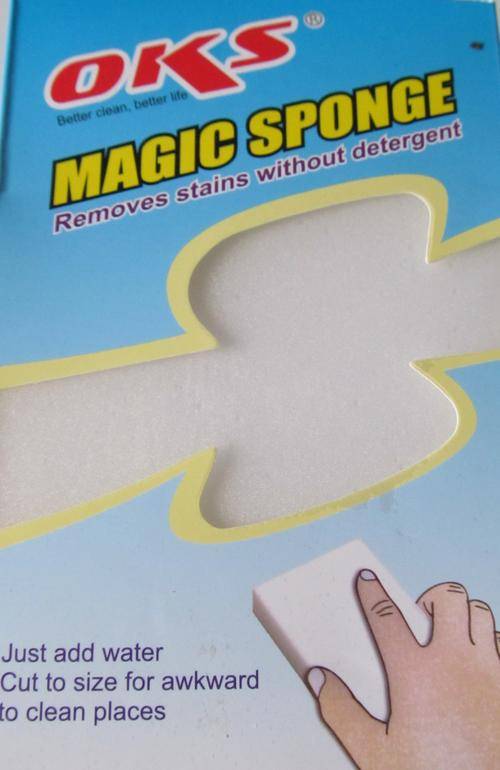 The amazing MAGIC SPONGE!!  Cleans without soap, just add water!! 100's of Uses