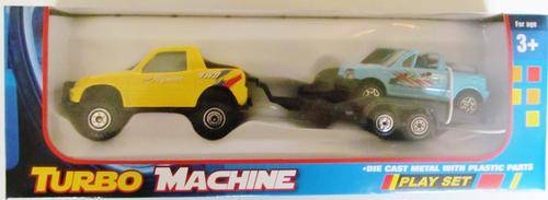 DIE CAST ! ! ! Turbo Machines Truck, Trailer and Car set.