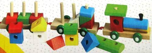 Wooden Train with colourfull shapes