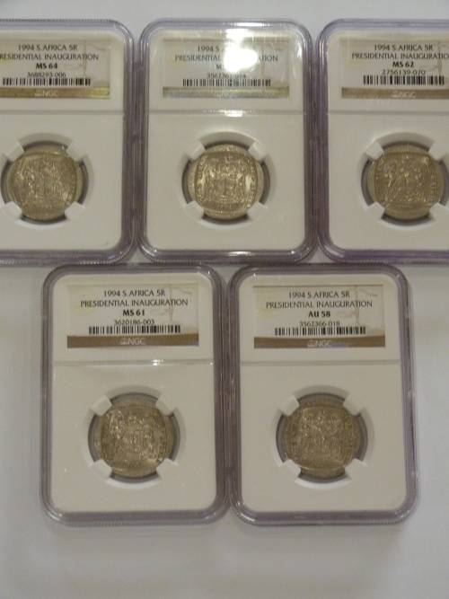 1994 PRESIDENTIAL INAUGURATION- 5 COINS(MS64,63,62,61,AU58) !!! BID PER SET!!!