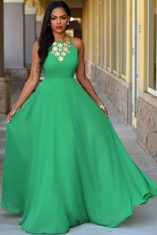 *DIVA RANGE* Green Crisscross Back Maxi Dress