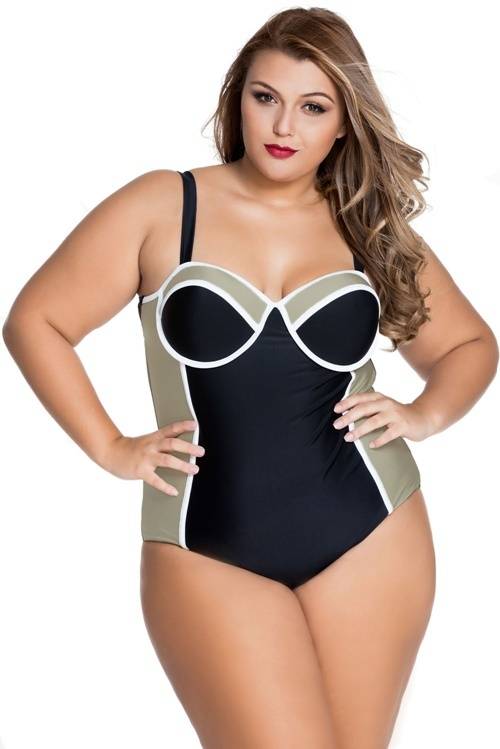 *DIVA RANGE* Black Taupe Underwired Plus Size Monokini
